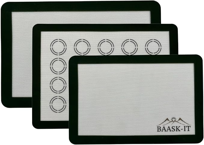 Silicone Baking Mats Set – 3 Pcs, Non-Stick Reusable, Parchment-Free Oven liners (18" x 13" + 15" x 10") Christmas Gift