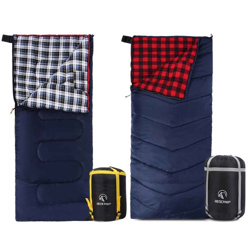 REDCAMP Cotton Flannel Sleeping Bag for Camping Backpacking+Envelope Sleeping Bag