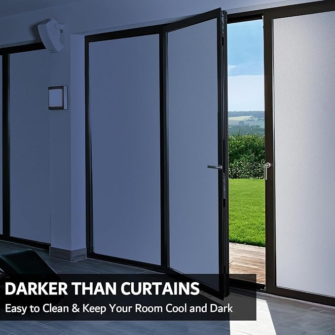 FEOMOS White Total Blackout Window Film, Static Cling Blackout Window Clings, 100% Light Blocking Film, Room Darkening Window Cover for Privacy Day Sleep Sun Blocking 23.6x78.7 inches