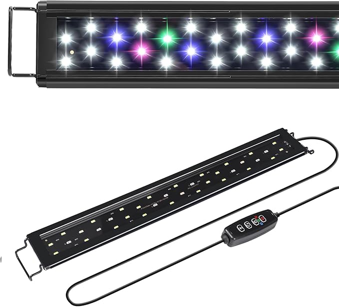 AQUANEAT LED Aquarium Light for 18 to 24 Inch Fish Tank, Auto On Off with Timer, Full Spectrum, Adjustable Brightness, Day...