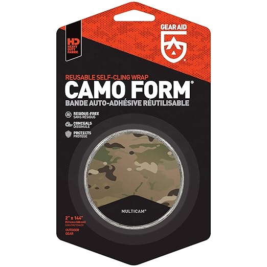 GEAR AID Camo Form Self-Cling and Reusable Fabric Camouflage Wrap, Adds Grip and Shield Hands from Hot or Cold Surfaces to...