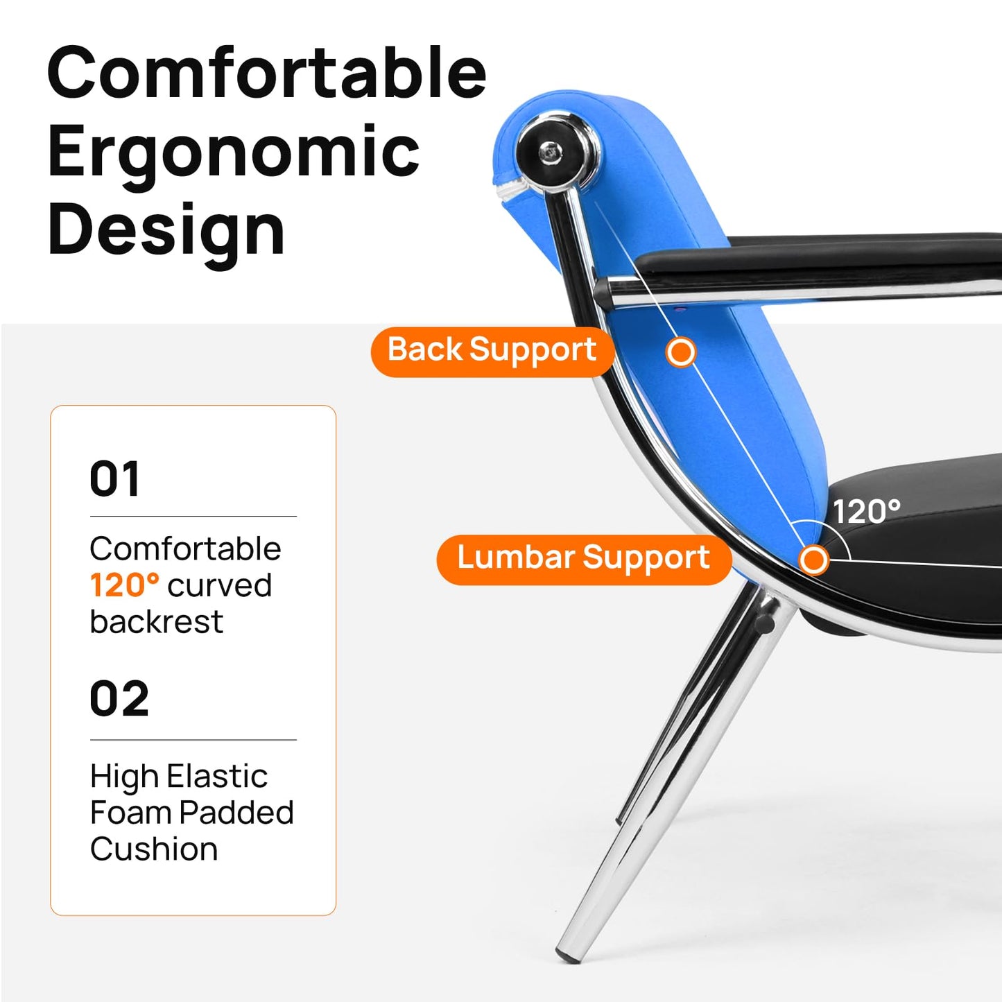 Walmokid Waiting Room Bench with Armrest, PU Leather Office Furniture, Lobby Conference Reception Bench, Office Guest Seating for Clinic,Airport,Hospital,Barber,Salon,Bank (Blue & Black, 3-Seat)