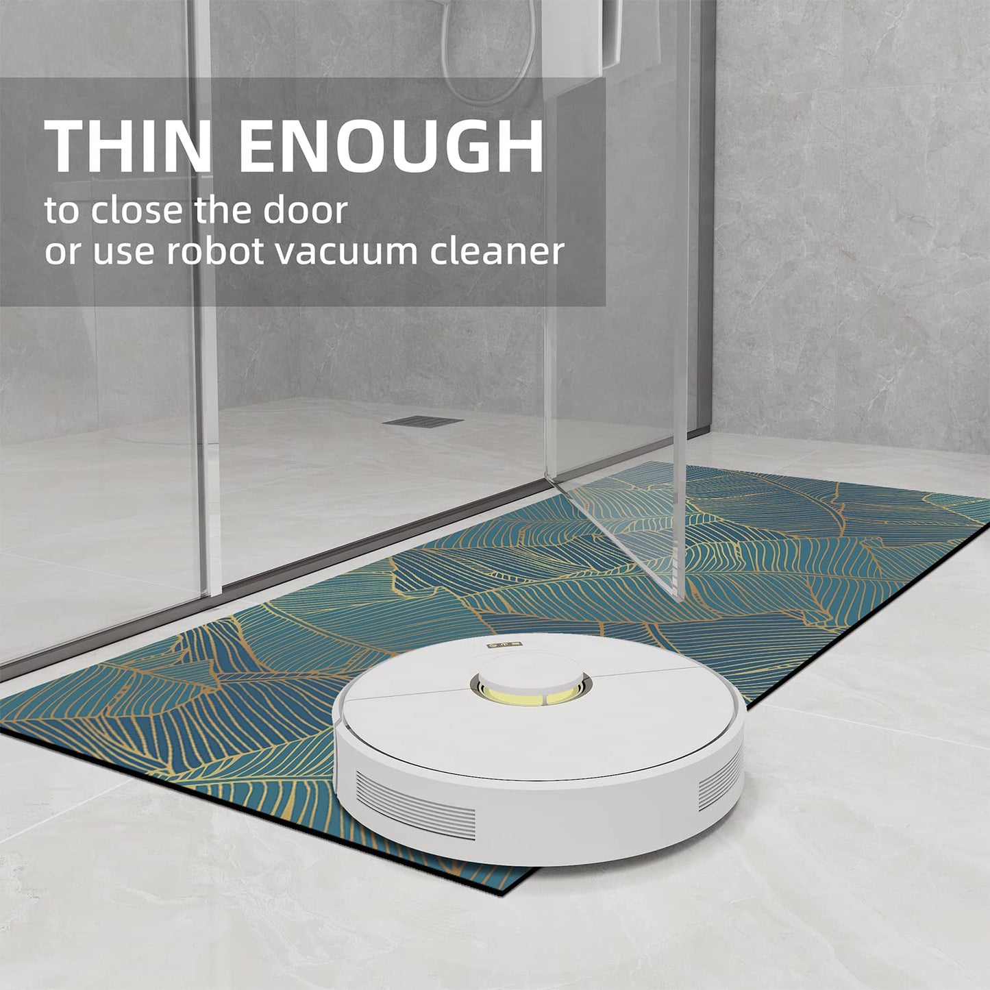 YIHOUSE Thin Bath Mat -24"x 16" Super Absorbent Quick Dry Thin Bathroom Rugs Fit Under Door, Non Slip Rubber Backed Mat Washable Bathroom Floor Mats for Shower Room,Sink