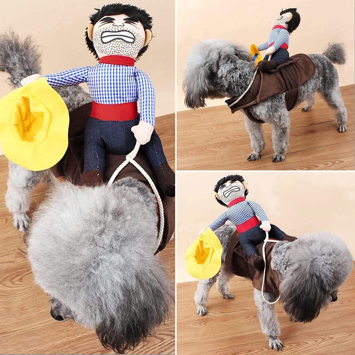 T2Y Cowboy Rider Dog Costume - Halloween Dog Costumes for Medium and Large Dogs, Dogs Clothes Knight Style with Doll and Hat for Halloween Day Pet Costume(Medium)