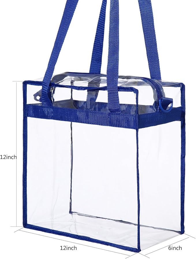 BAGAIL Clear Bags 12x6x12 Stadium Approved Clear Tote Bag with Zipper Closure Crossbody Shoulder Bag with Adjustable Strap