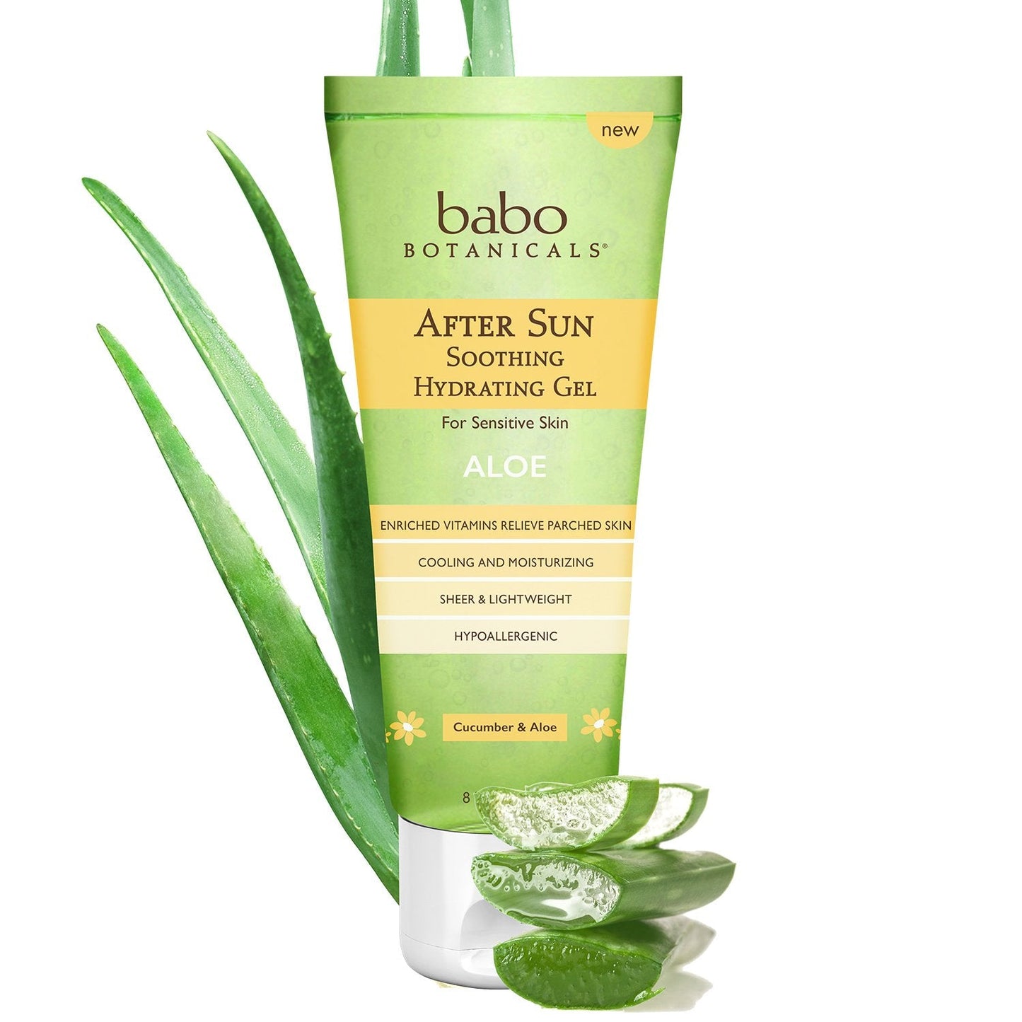Babo Botanicals After Sun Soothing Hydrating Aloe Vera Gel With Natural witch Hazel and Cucumber, Vegan, For Babies, Kids or Sen