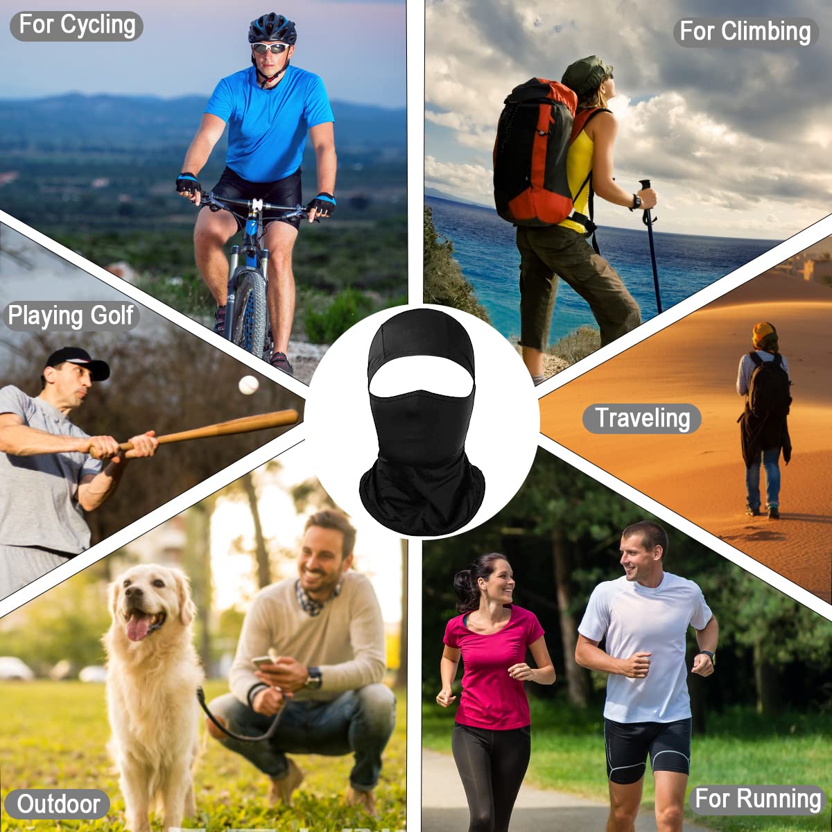 Achiou Balaclava Face Mask, Ski Mask for Men Women Football, Lightweight Sheisty, Ninja Shiesty Sun Hood UV Protector Cycling Black