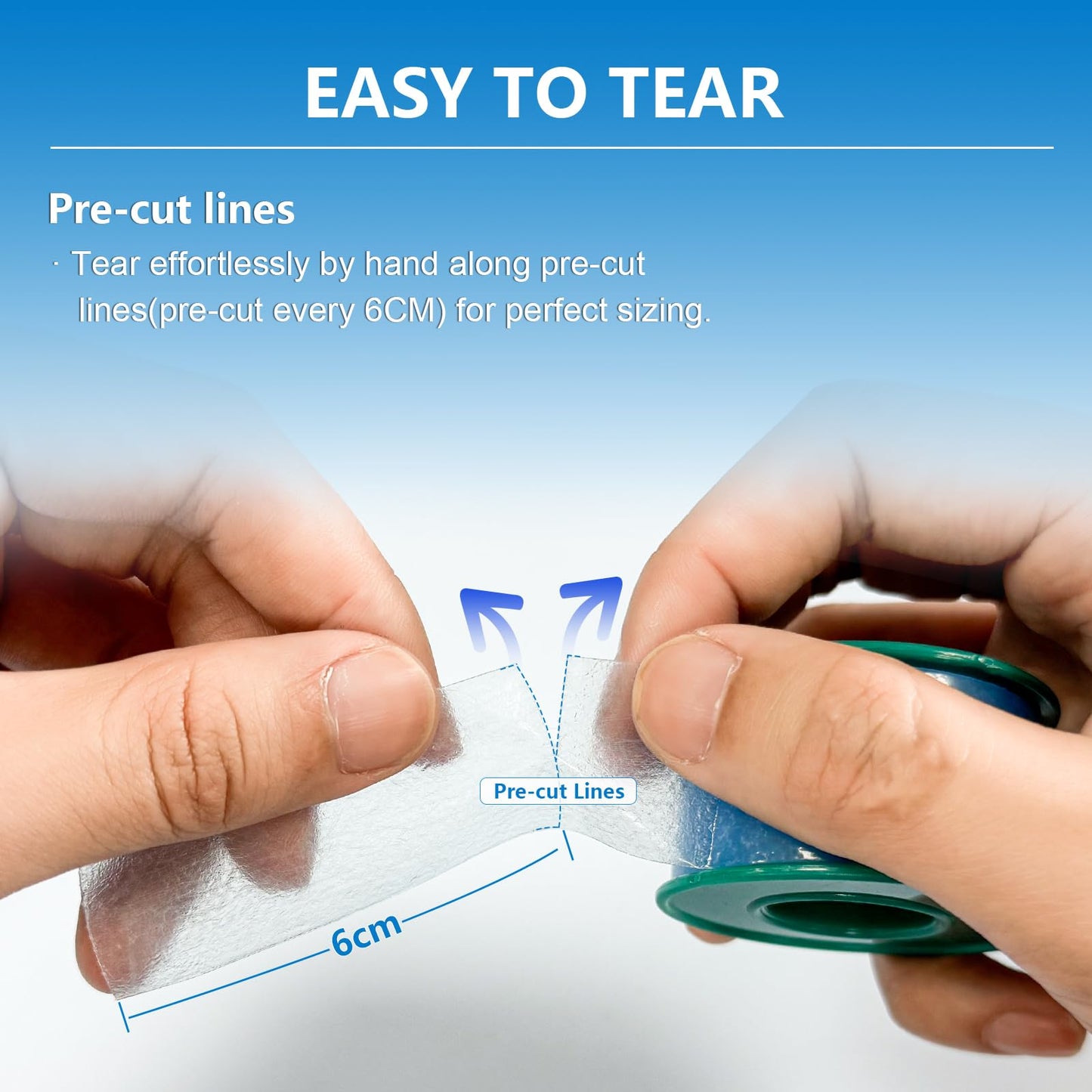 Ceeport Soft Silicone Tape for Skin, 1" x 5.46 Yards, 1 Rolls Medical Adhesive Tape, Easy to Tear Pre-Cut Waterproof Surgical Tape for First Aid, Wound, Bandage and Sensitive Skin