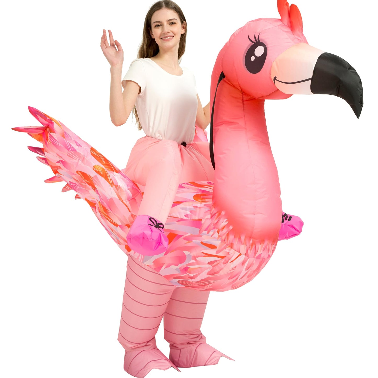 tasanor Inflatable Costume Adult,Ride On Flamingo Suit,Blow Up Halloween Costumes for Men/Women