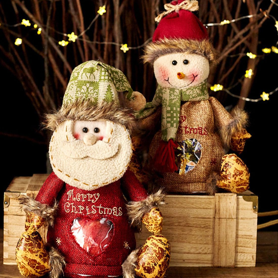 2026 New Christmas Gift Bags Zipper Design, Flax Fabric Christmas Apple Bags Zipper Reusable Santa Snowman Doll Storage Gift Bag for Chritmas Party Decor and Festival (G-3PC)