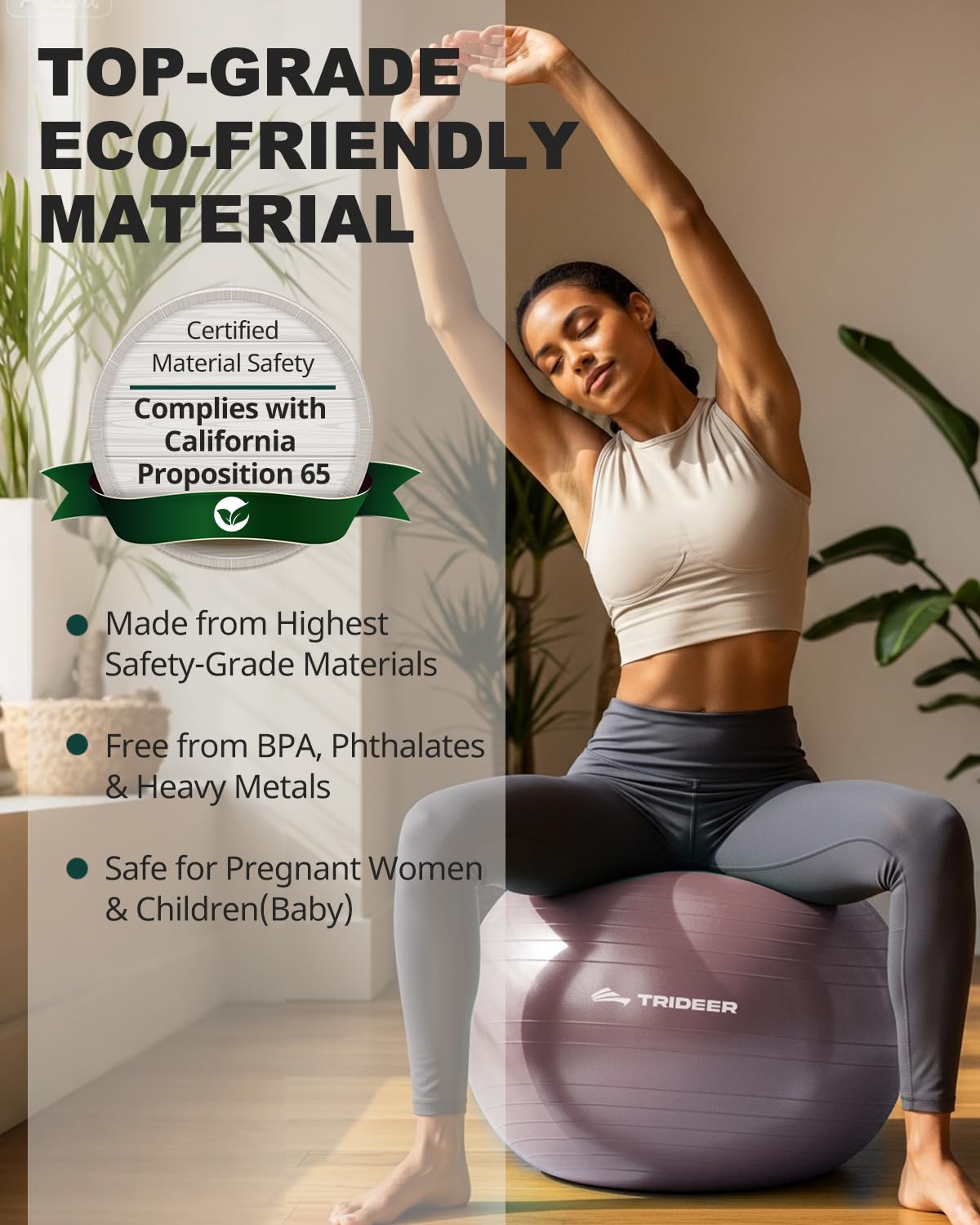 Trideer Exercise Ball Yoga Ball – Office Seating & Balance Ball Chair, Stability Ball for Pilates, Physical Therapy,Core Training & Balance Improvement & Stretching
