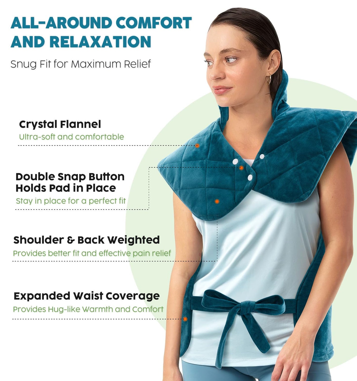Weighted Electric Heating Pad for Neck, Shoulders and Back Pain Relief | Father's Day Gifts for Dad Husband,Gifts for Men Women, Birthday, Christmas | Fast Heating, 6 Heat Settings, 4 Timers, Auto‑Off