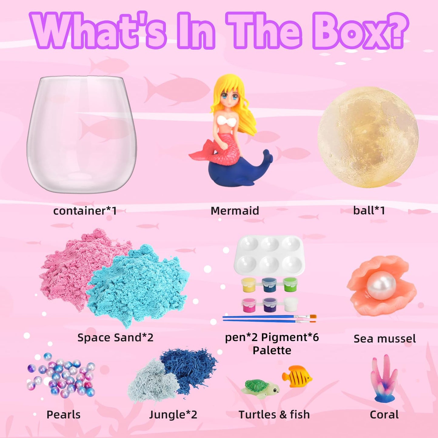 SCWGTPJ Mermaid Gifts for Girls- Mermaid Terrarium Crafts Kit, DIY Toys Kit for Kids Girls,Arts and Craft, DIY Moon Lamp LED Night Light Christmas Birthday Gift for Girls