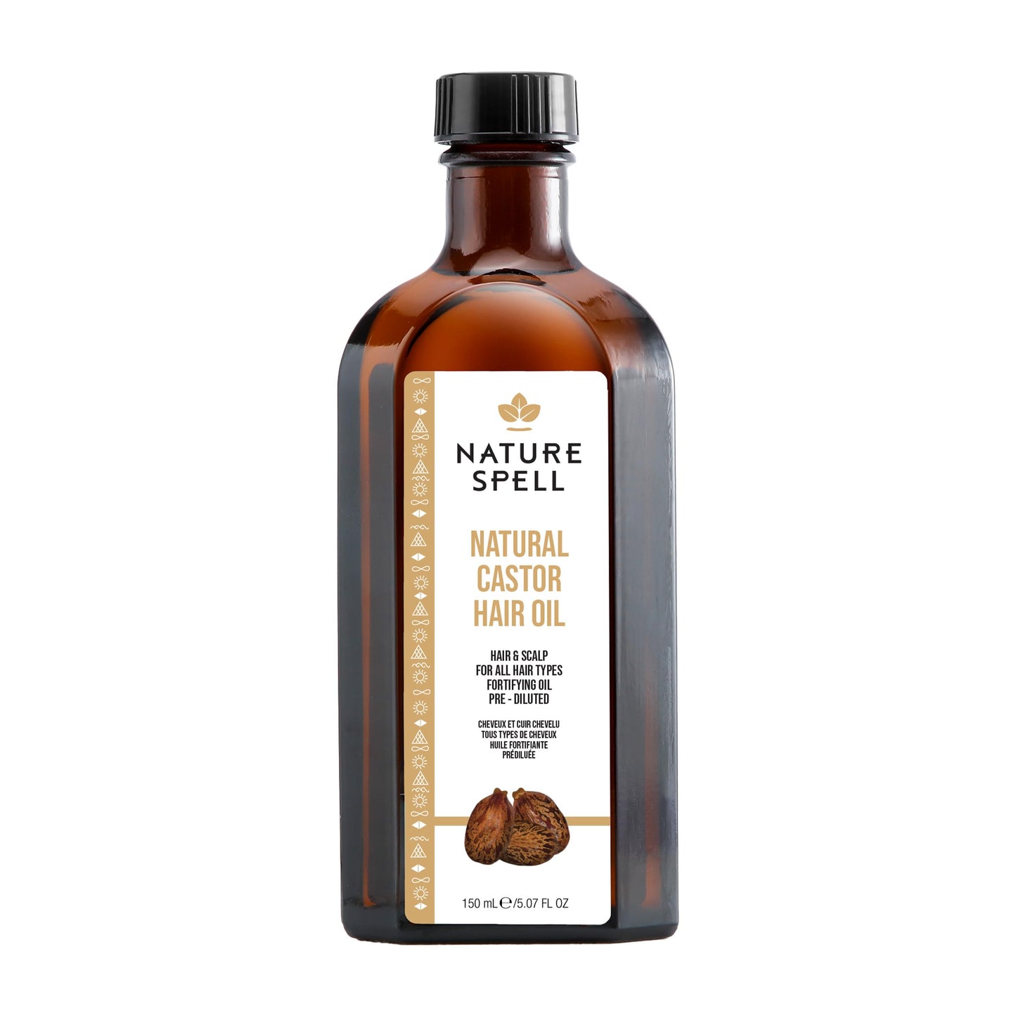Nature Spell Cold Pressed Castor Oil, Pure Castor Oil for Hair Growth, Works for Eyelashes, Eyebrow, and Skin, 5.07 FL Oz