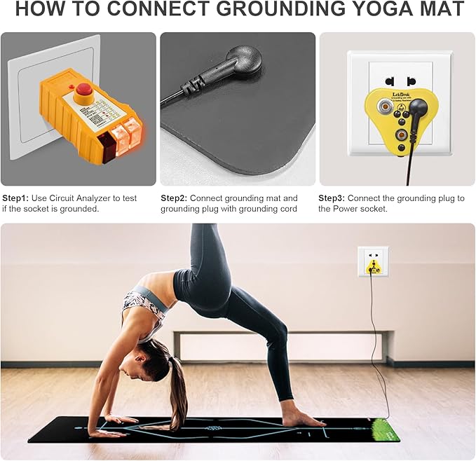 LekDrok Grounding Yoga Mat, 72x24inch, Earthing Sleep Pad for Physical Therapy, Exercise & Workout Non Slip Mat, Reduce Anxiety and Improve Sleep
