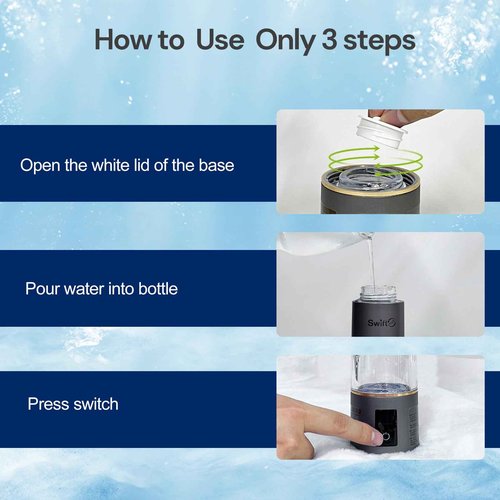 SwiftH2O Hydrogen Water Bottle 2024 with PEM SPE Technology, PEM Electrolysis Hydrogen Generator 4000+ PPB LED Display, Hydrogen Water Ionizer Machine for Home Office Travel, Gifts for Men and Women
