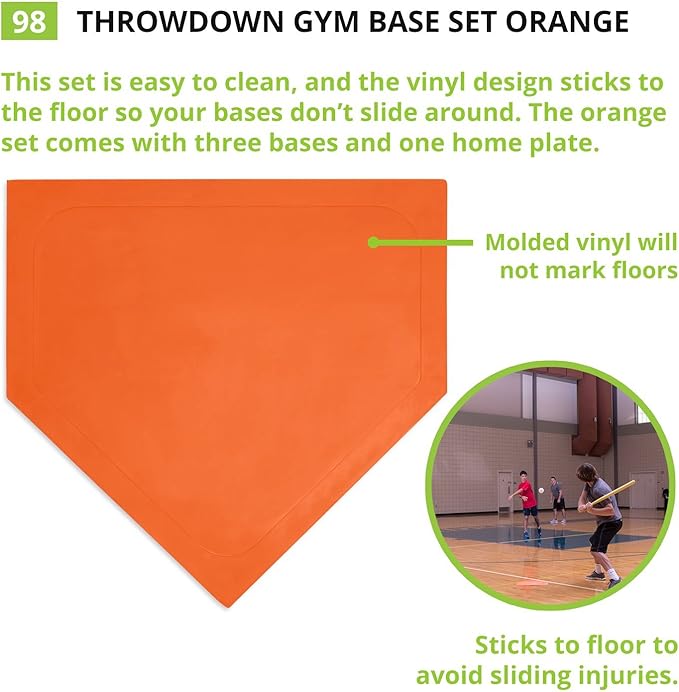 Champion Sports Baseball/Softball Throw Down Base Sets – Durable Indoor/Outdoor Training Bases – Sets of 4 or 5 in Orange or White