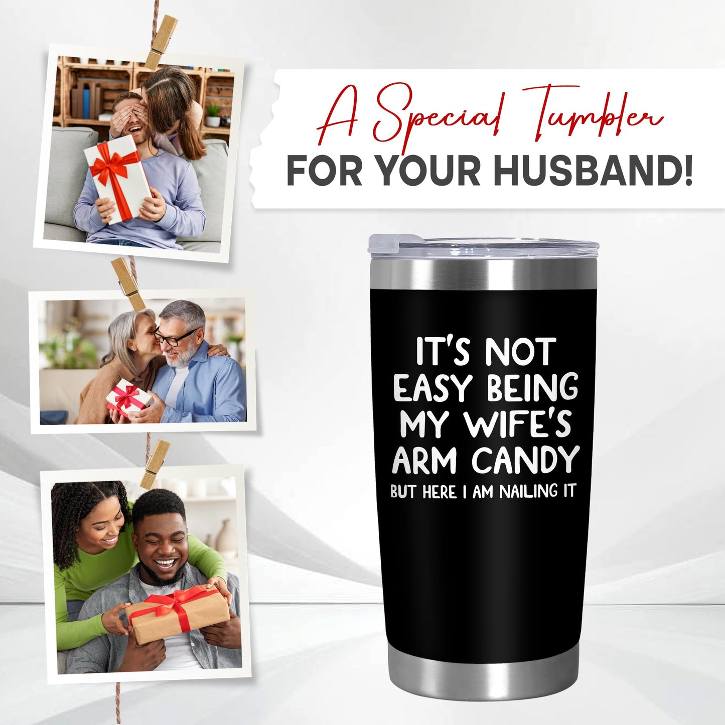 ARVEXO Gifts For Husband from Wife - 20 oz Stainless Steel Insulated Coffee Tumbler with Lid - Anniversary Wedding Gifts for Him Husband from Wife, Birthday Presents for Men