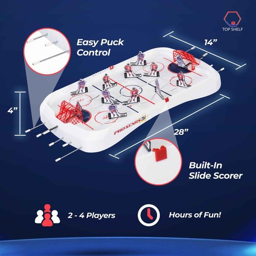 TOP SHELF Pro Stars: Ultimate Table Hockey Game - 28" x 14" Arcade Thrills for Adults & Family - Realistic Bubble Dome Rod - Official CTHA Tournament Quality - All-in-One Ice Hockey Fun
