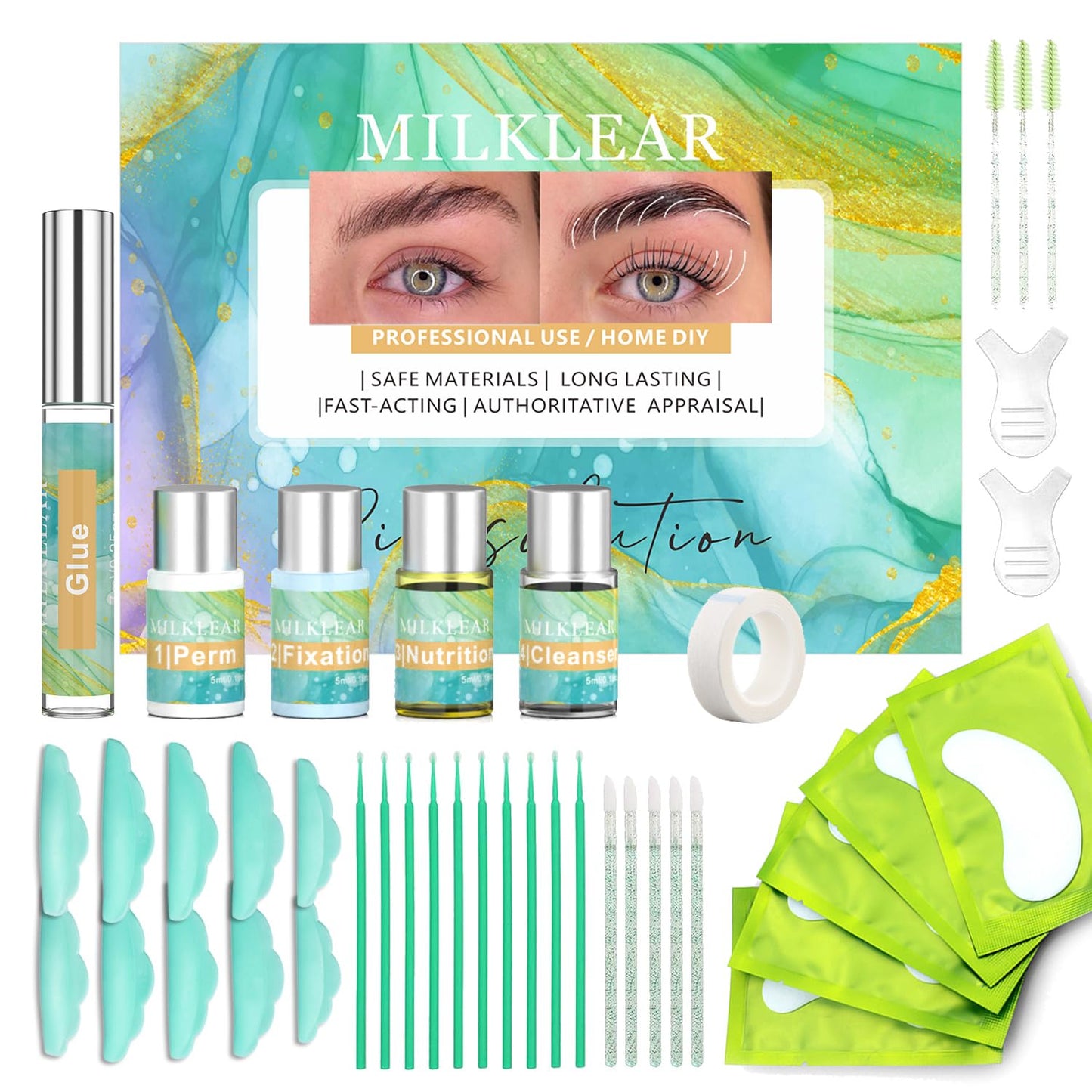 2-in-1 Lash Lift & Brow Lamination Kit, DIY Eyelash & Eyebrow Perm for Home Use, Long-Lasting 6-8 weeks Professional Salon-Quali