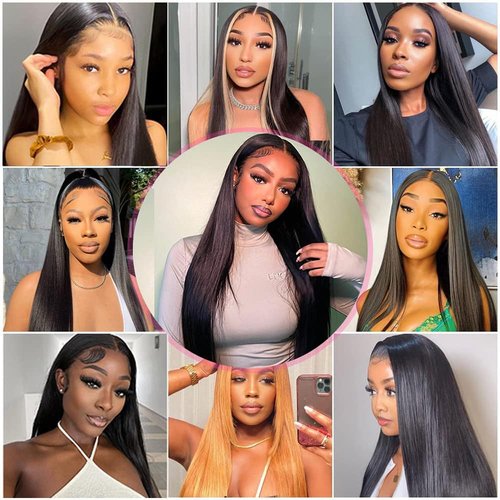 SIFULAN 13x4 Straight Lace Front Wigs Human Hair 22 Inch HD Transparent Lace Frontal Wigs Human Hair Pre Plucked 180% Density Glueless Human Wig for Women Natural Color