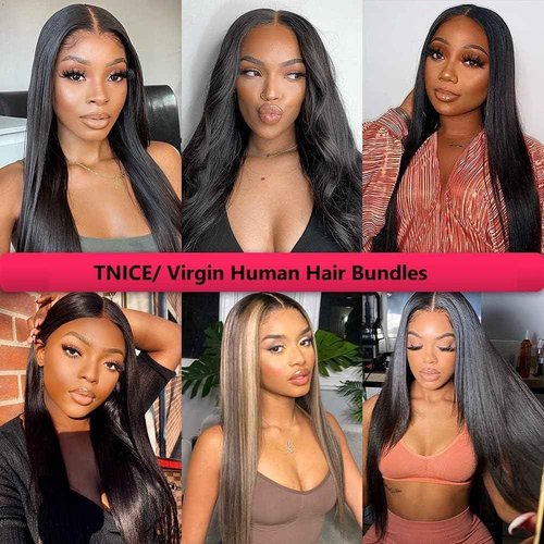 Straight Human Hair Bundles 26 26 26 Inch Brazilian Straight Hair Bundles 100% Unprocessed Virgin Hair Weave Bundles Human Hair Extension for Women Natural Color
