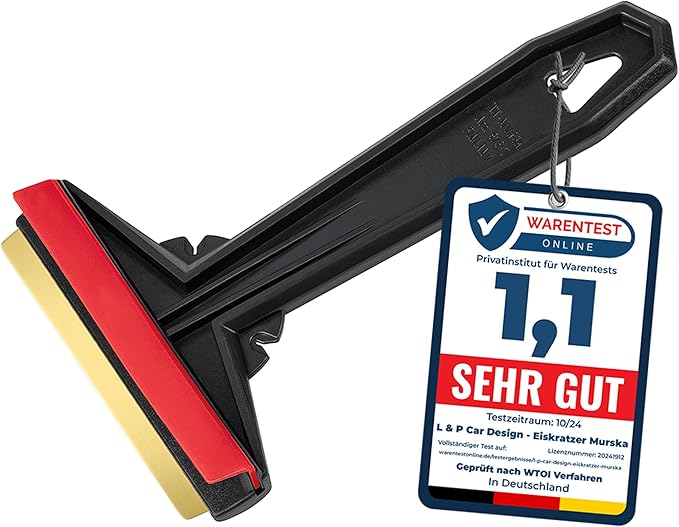 Car Ice Scraper Brass Blade - Fast, Effortless, efficient & Easy - Brass Ice Scrapers for Car Windshield Ice Scraper - Brass Ice Scraper for Car - Original Murska from Europe - Winter A054 Black Red