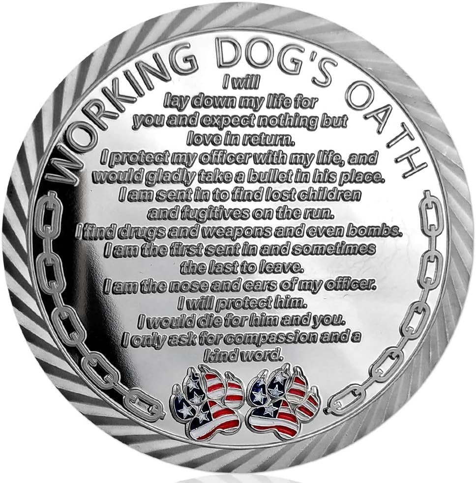 ASmileIndeep Police Dog K9 Challenge Coin Thin Blue Line Police Officer Canine Prayer Coins Gift