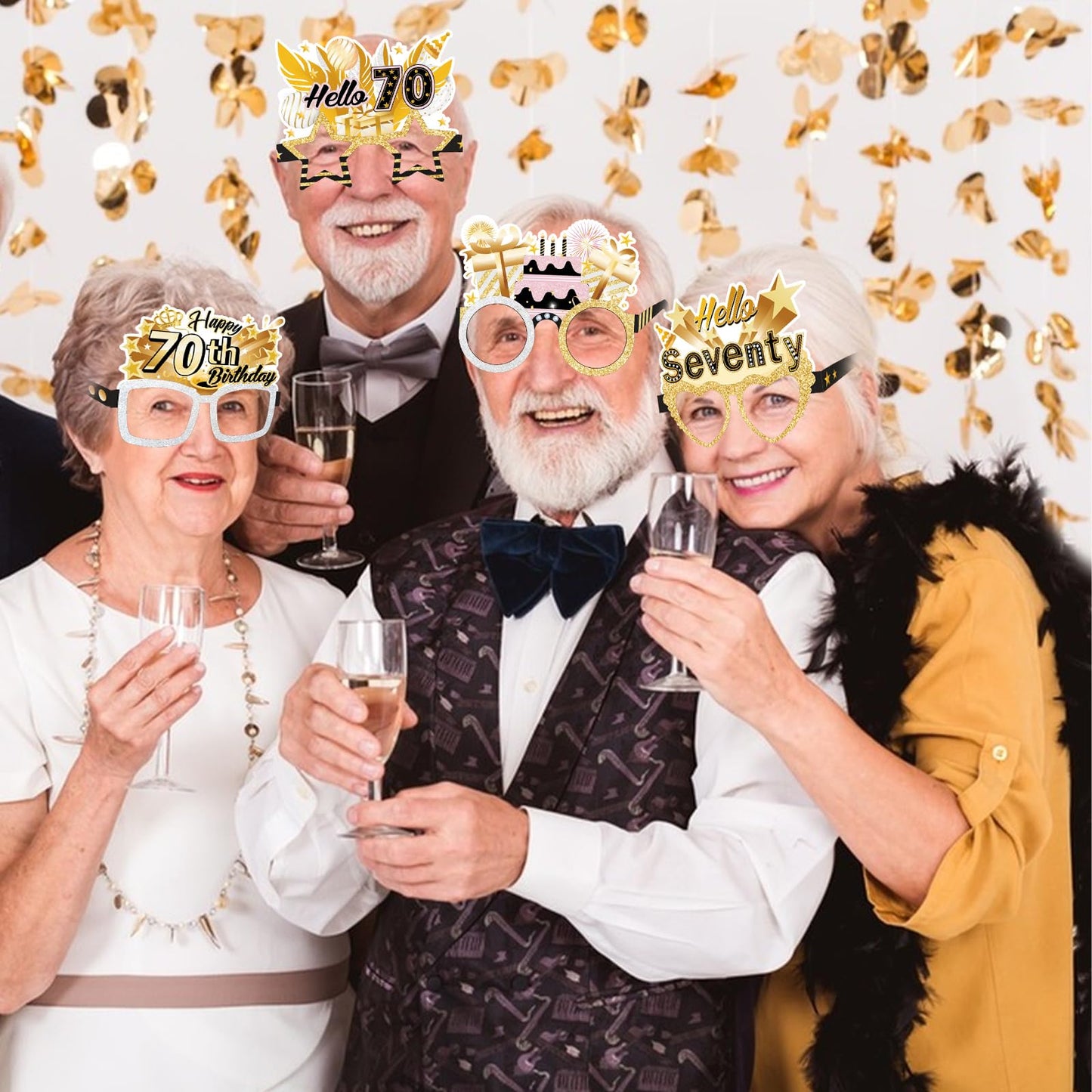 Konsait 70th Birthday Glasses - 18 Pack Paper Glasses for Men & Women, 70th Birthday Party Favors & Props
