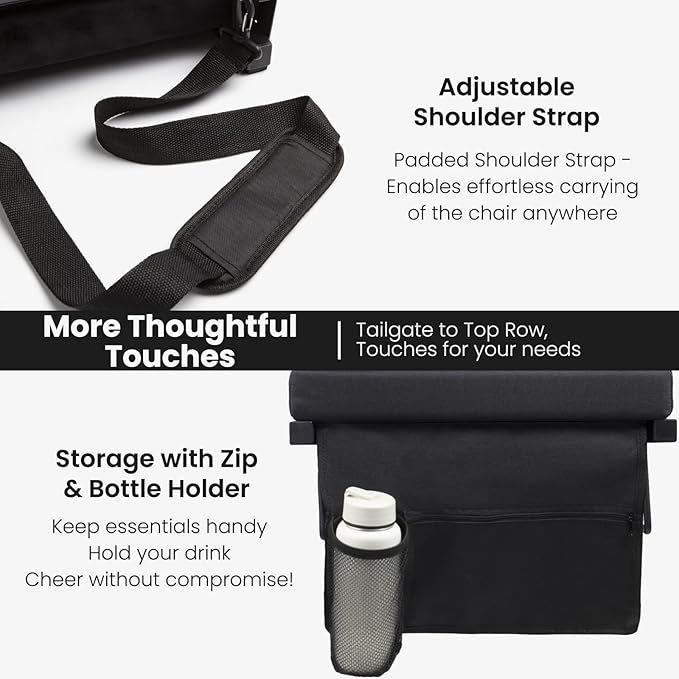 GravGrow Stadium Seats with Back Support, Portable Bleacher Chairs with Back and Cushion, Thick Padded Bleacher Seat, Lightweight Folding Stadium Chair for Sports Events