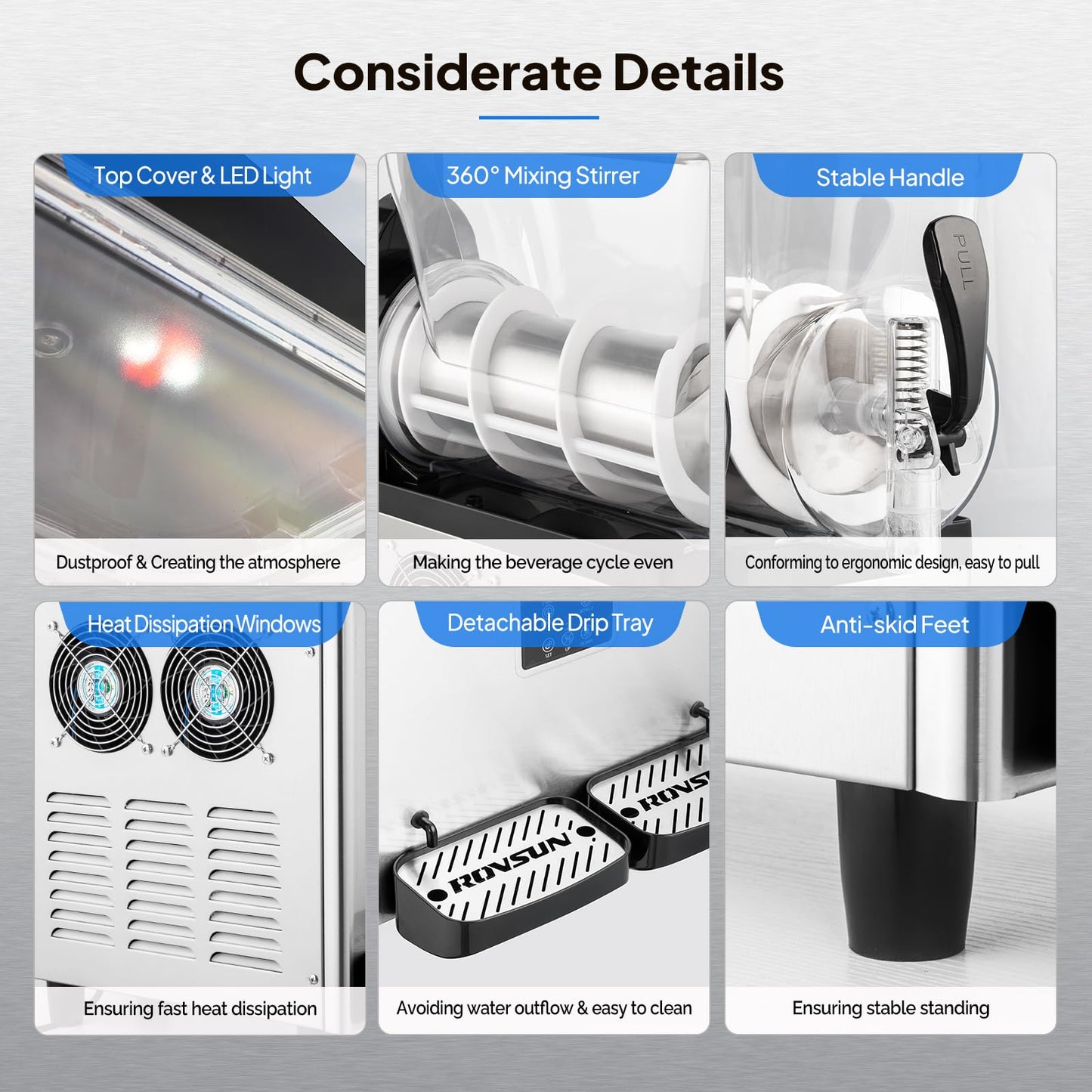 ROVSUN Margarita Machine 8 Gal/30L, 15L X 2 Tanks Slushie Machine Commercial Slushy Machine Slush and Juice Modes, Frozen Drink Maker Stainless Steel for Restaurant Bar Home Party 110V/60HZ