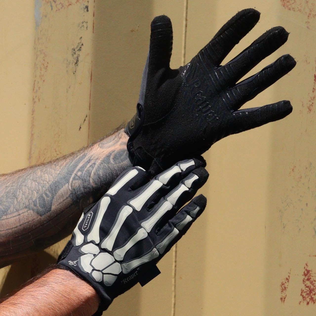 TACLAB Reaper Skeleton Gloves - Thin and Lightweight for Summer, Airsoft, Paintball, Cycling, Motorcycle, Multipurpose (Black, XS)
