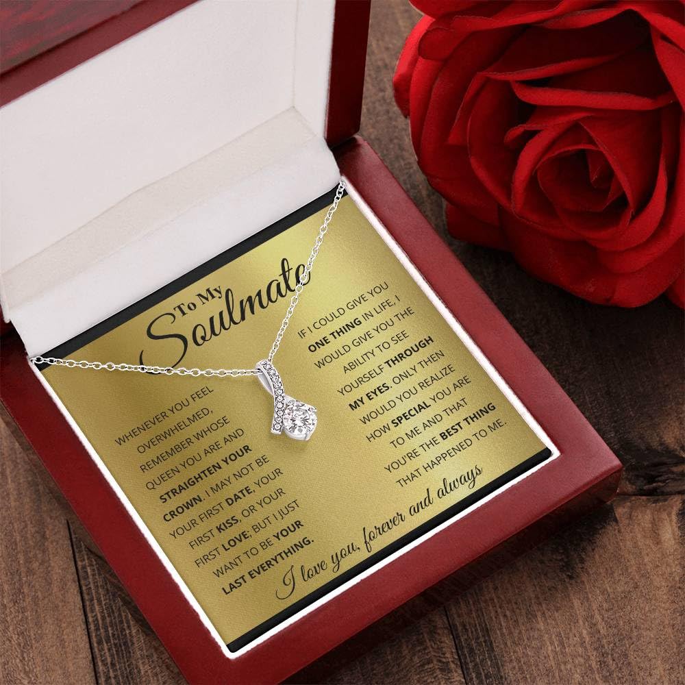 Birthday Gifts for Wife from Husband | Soulmate Necklace with Heartfelt Message Card & Gift Box | Anniversary, Birthday, Christmas or Valentine’s Day Gift for Girlfriend, Fiancée, or Future Wife