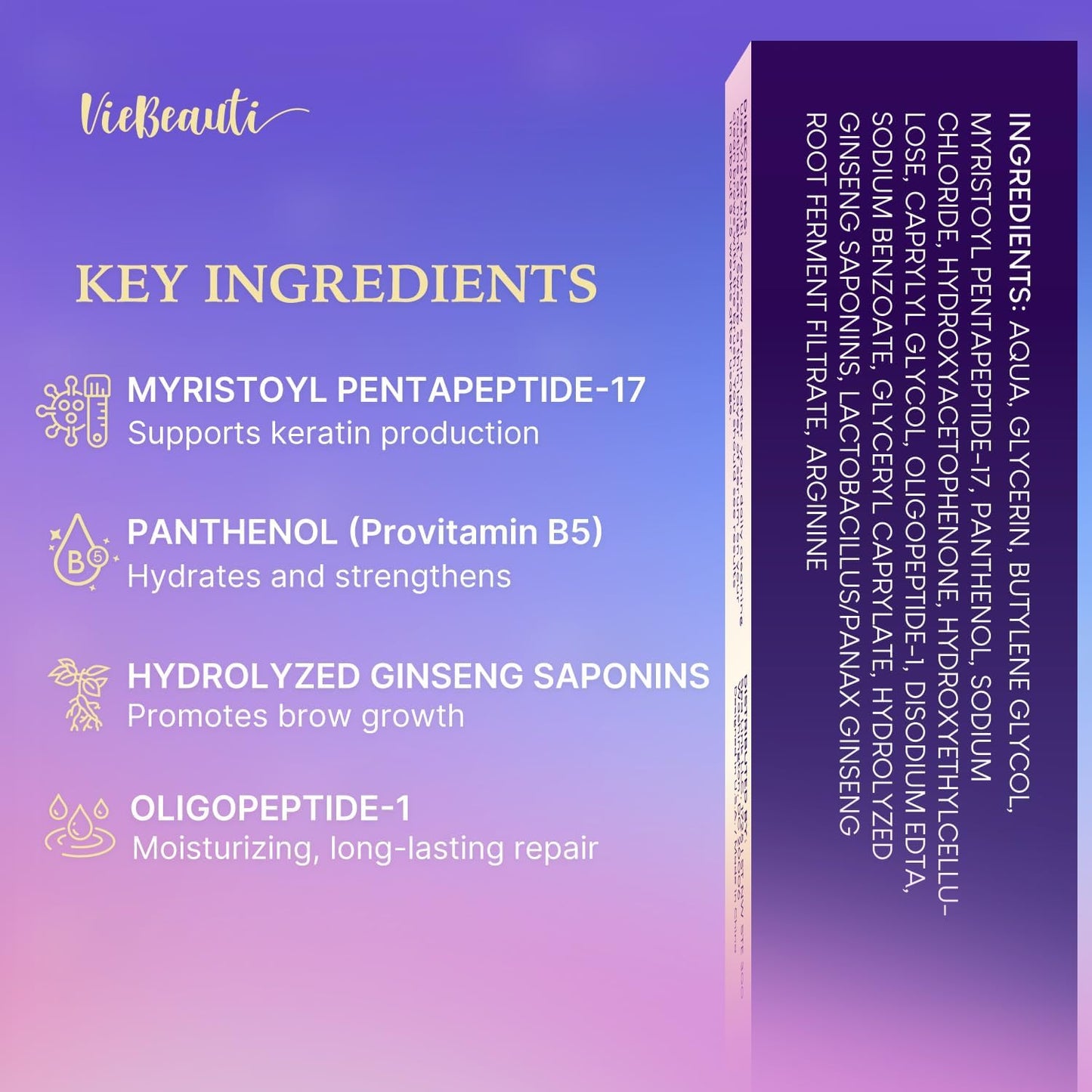 VieBeauti Eyebrow Growth Serum: Eyebrow Serum to Grow Brows with Advanced Formula to Boost Longer Fuller and Thicker Looking Eye