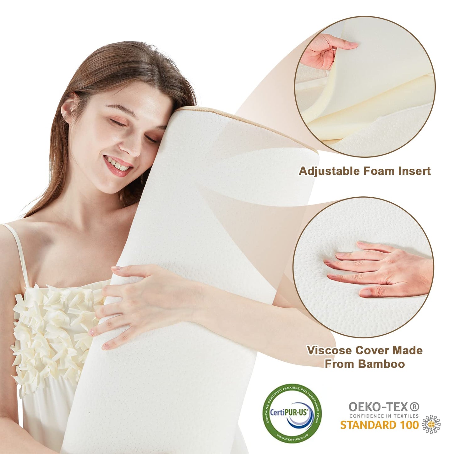 Lazyzizi 6pcs Orthopedic Bed Wedge Pillow Set, Memory Foam Wedge Pillow for Sleeping, Knee, Lumbar and Back Pain Relief Adjustable Bed Pillow - Acid Reflux, Anti Snoring & GERD Sleeping, Brown