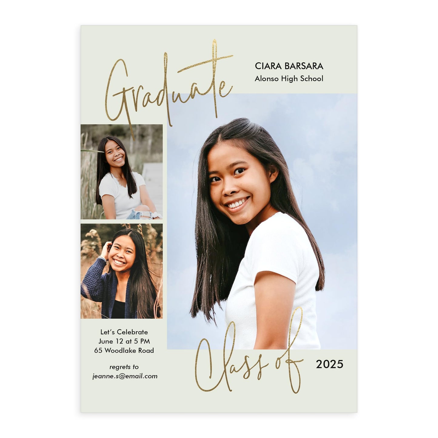 Let's Make Memories Personalized Graduation Announcements Class of 2025-15 Premium Quality Invitations - 5x7 - Custom Photo Cards & White Envelopes - Sage Scholar - 15 ct