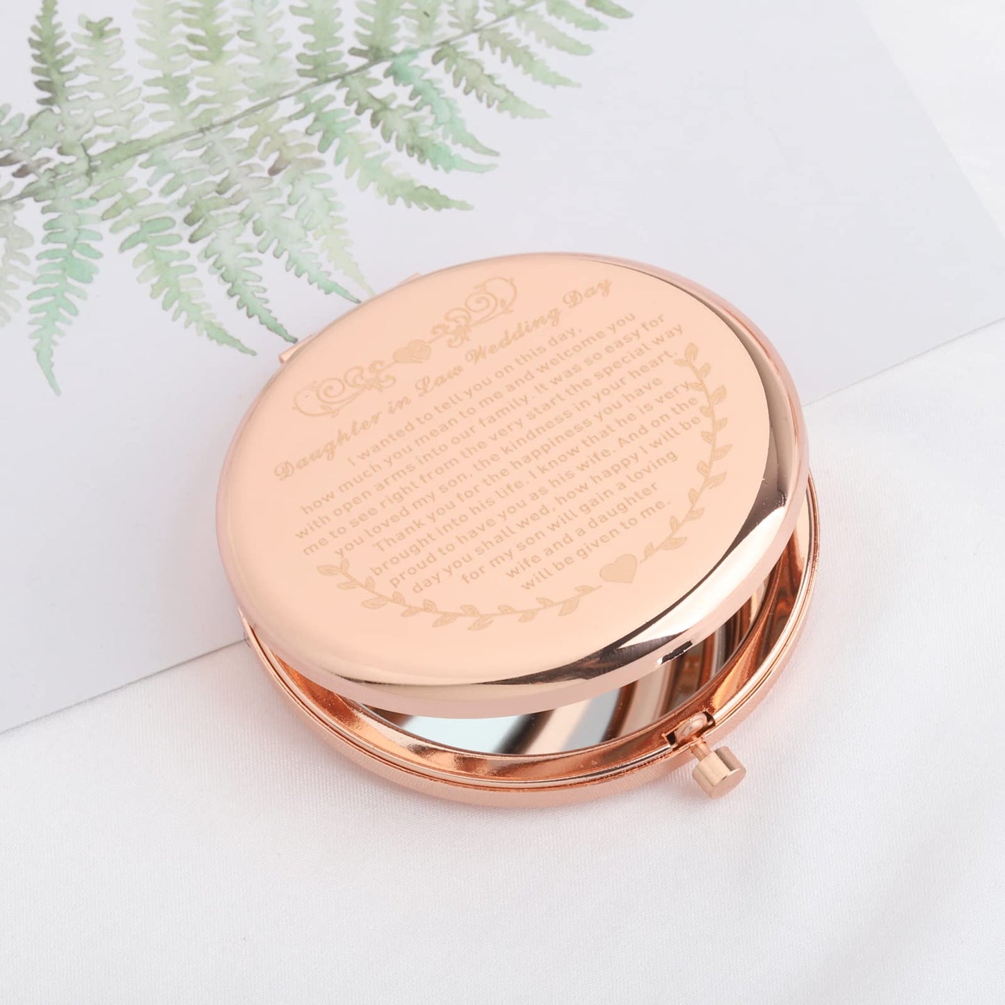 UJIMS Daughter in Law On Your Wedding Day Compact Mirror Marriage Gift for Bride Wedding Gift from Mother in Law (DaughterinLawW