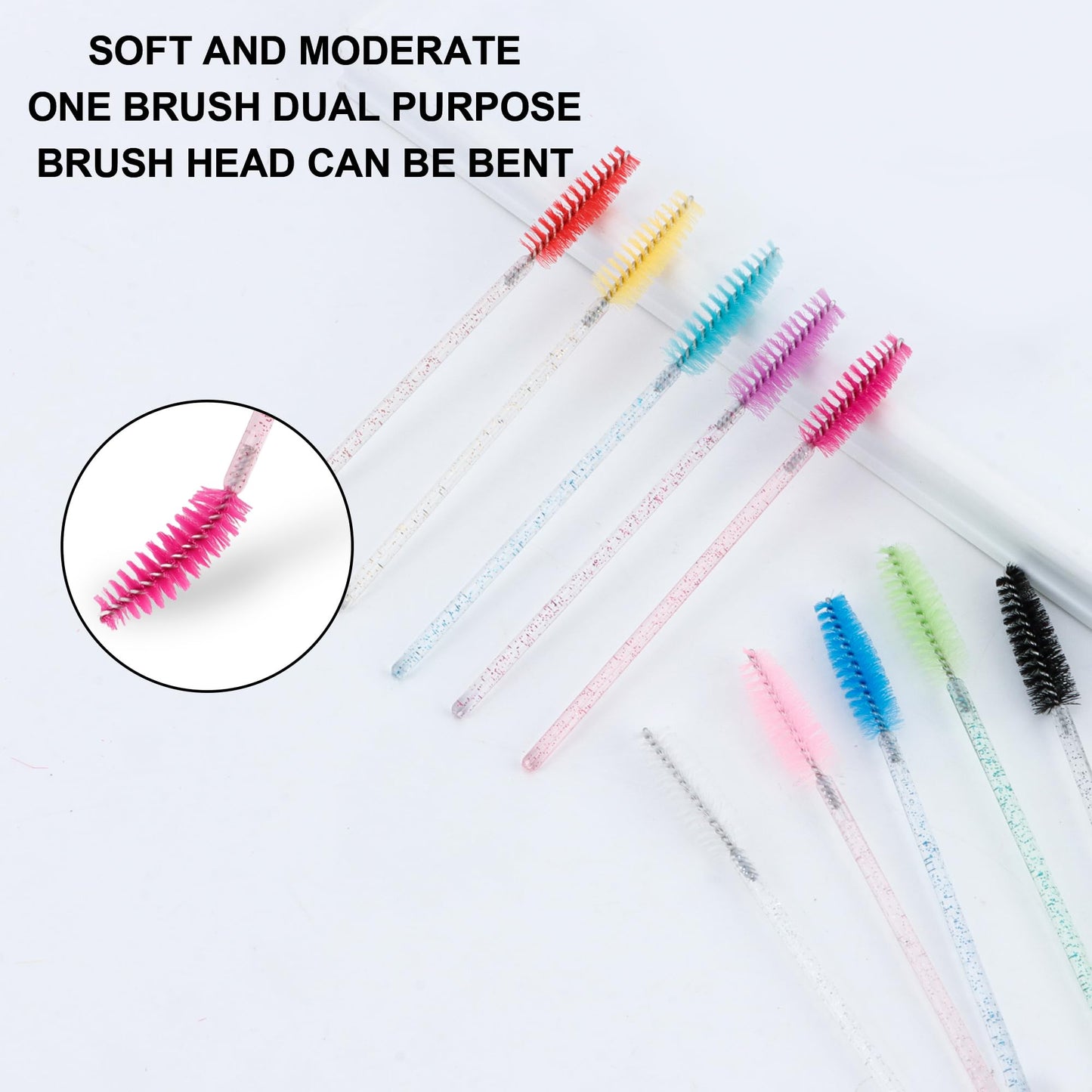 COCIDE 500Pcs Colorful Eyebrow Brush Eyelash Comb Lash Brushes Disposable Mascara Wands Lash Spoolies for Eyelash Extensions Sup