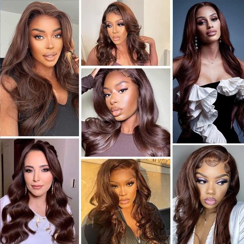 Body Wave Lace Front Wigs Human Hair for Black Women Glueless 13x4 Chocolate Brown Wigs Human Hair Pre Plucked with Brown Colored Human Wigs 180% Density 22 Inch