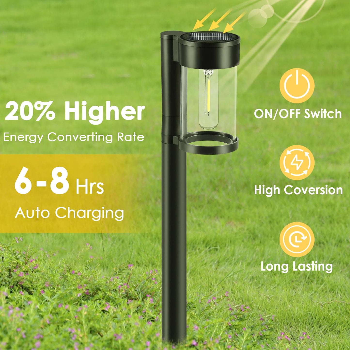 Mancra Solar Pathway Lights Outdoor, 10 Pack Metal & Glass Solar Lights Outdoor Waterproof Landscape Path Lights for Outside Yard Lawn Walkway Driveway Garden Decor
