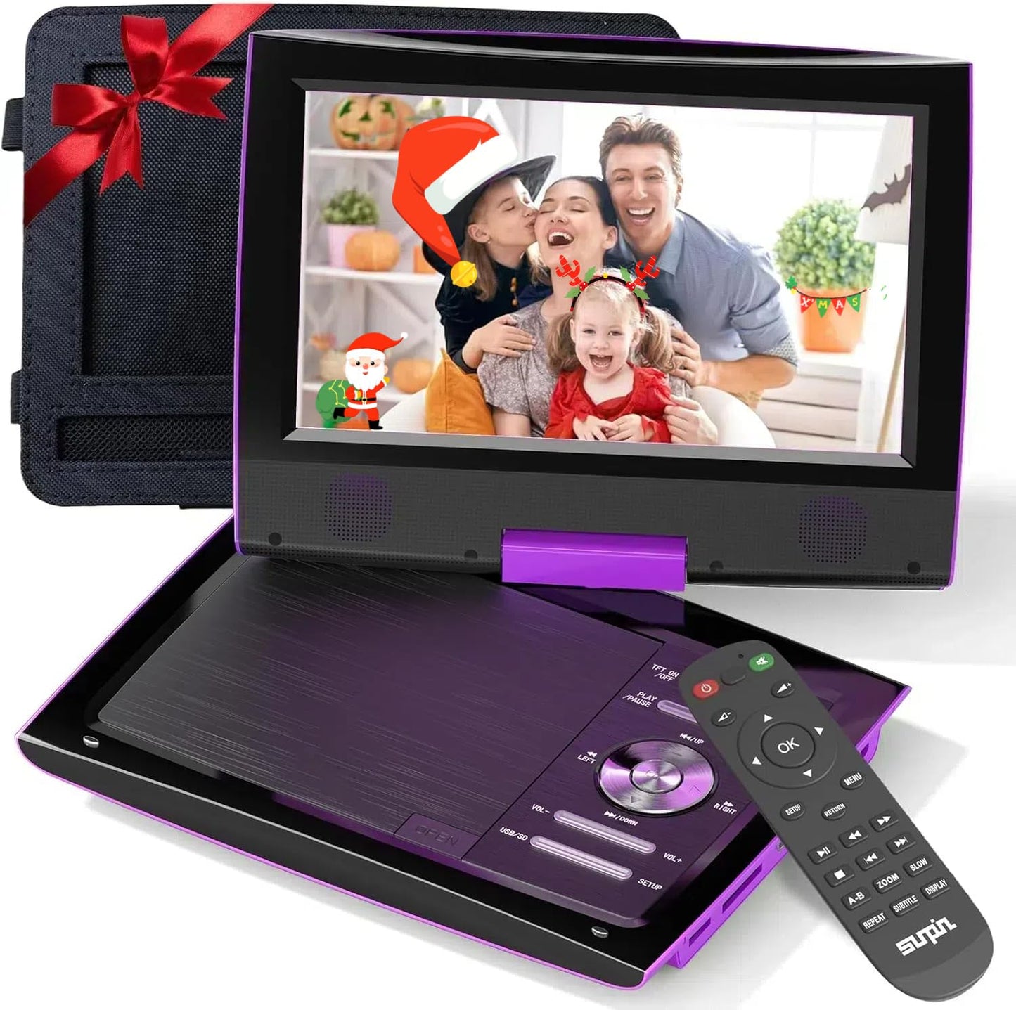 Sunpin New 11.5 Portable Dvd Player For Car And Kids, 9.5 Swivel Brightness Enhanced Screen, With Car Charger And Headrest Mount