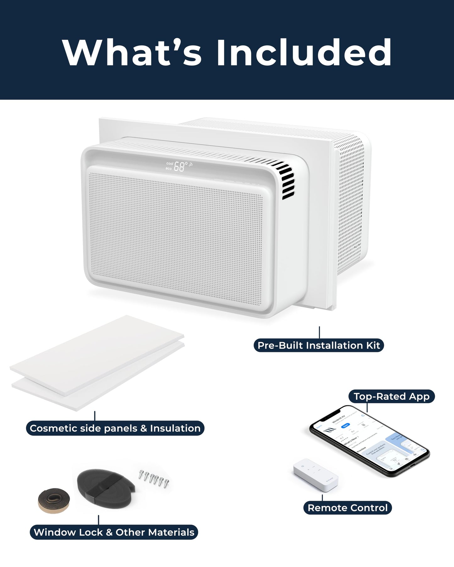 Windmill Window Air Conditioner - Quiet & Smart, Easy Install, Voice-Enabled, Remote & App Control AC Unit - 8,000 BTU Inverter w/WhisperTech