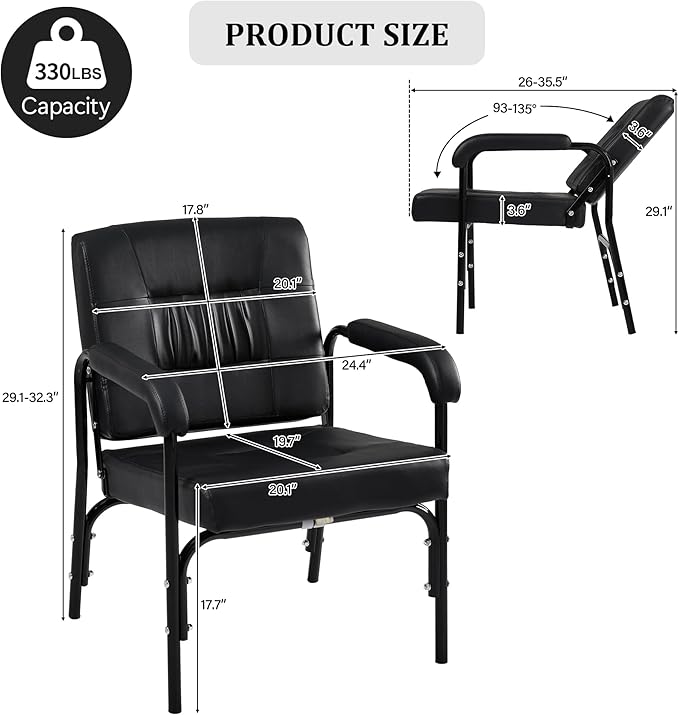 Salon Reclinng Shampoo Chair, Auto Reclining Shampoo Chair for Salon with Heavy Duty Metal Frame can Sit or Lie Down for Spa Beauty Equipment, Black