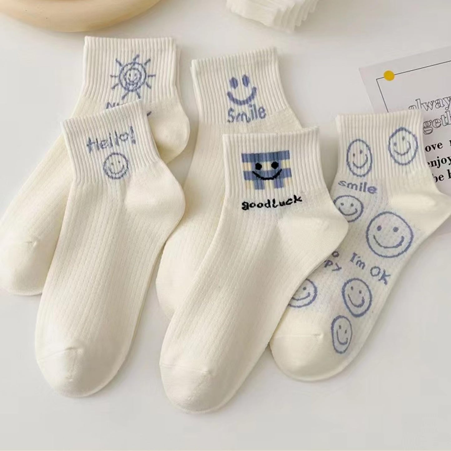Htlpym Womens Ankle Socks 5 Pairs Novelty Crew Cute Casual Cotton Socks Colorful Patterned Short Girls Socks US 5-8
