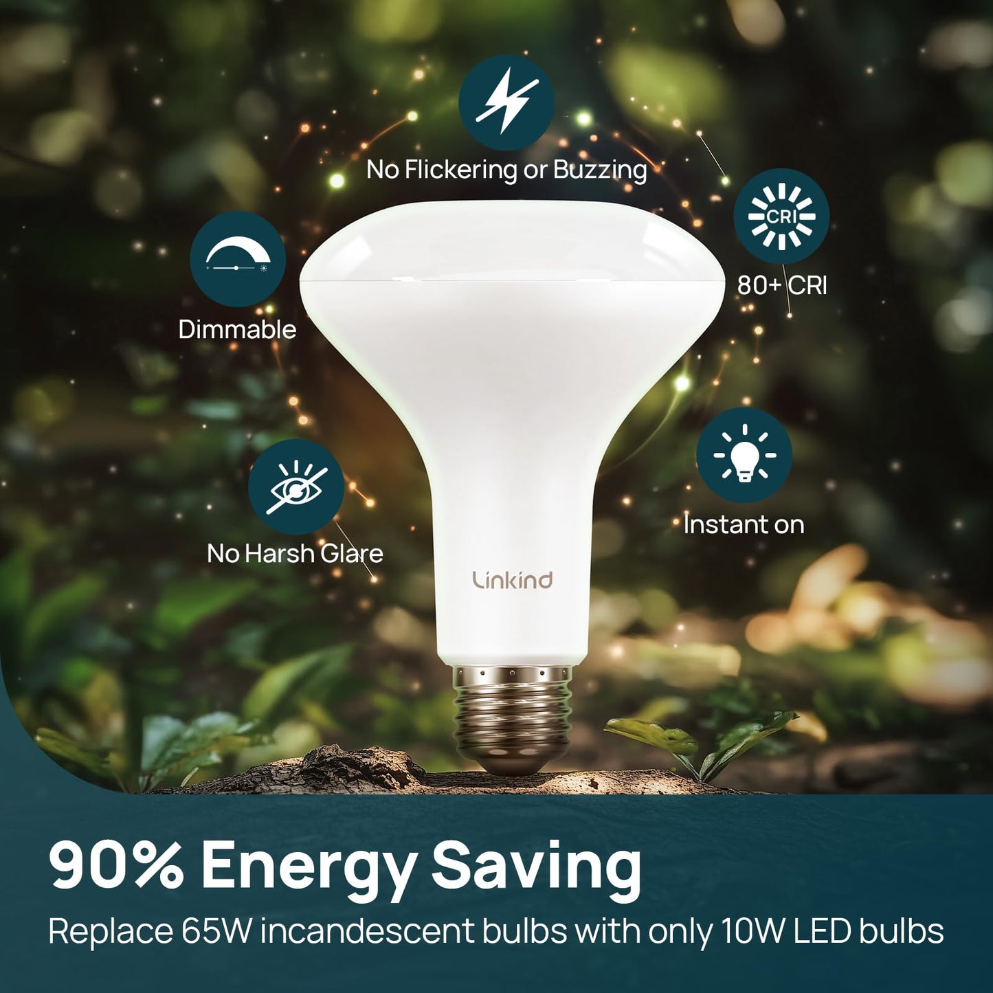 Linkind BR30 LED Flood Light Bulbs Indoor, 65W Equivalent Dimmable LED Recessed Bulbs, 10W 850 Lumens, 5000K Daylight E26 Base, Recessed Can Light Bulb for Bedroom Dining Room Bathroom, 12 Packs