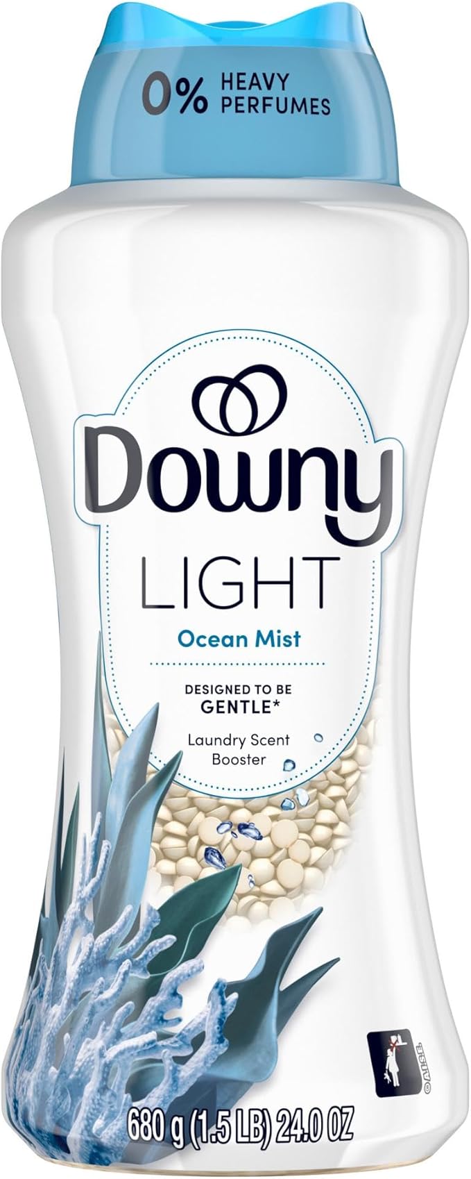 Downy Light Laundry Scent Booster Beads, Ocean Mist Scent, 24 OZ, In-wash fabric beads designed to be gentle with a light boost of scent, No Heavy Perfumes