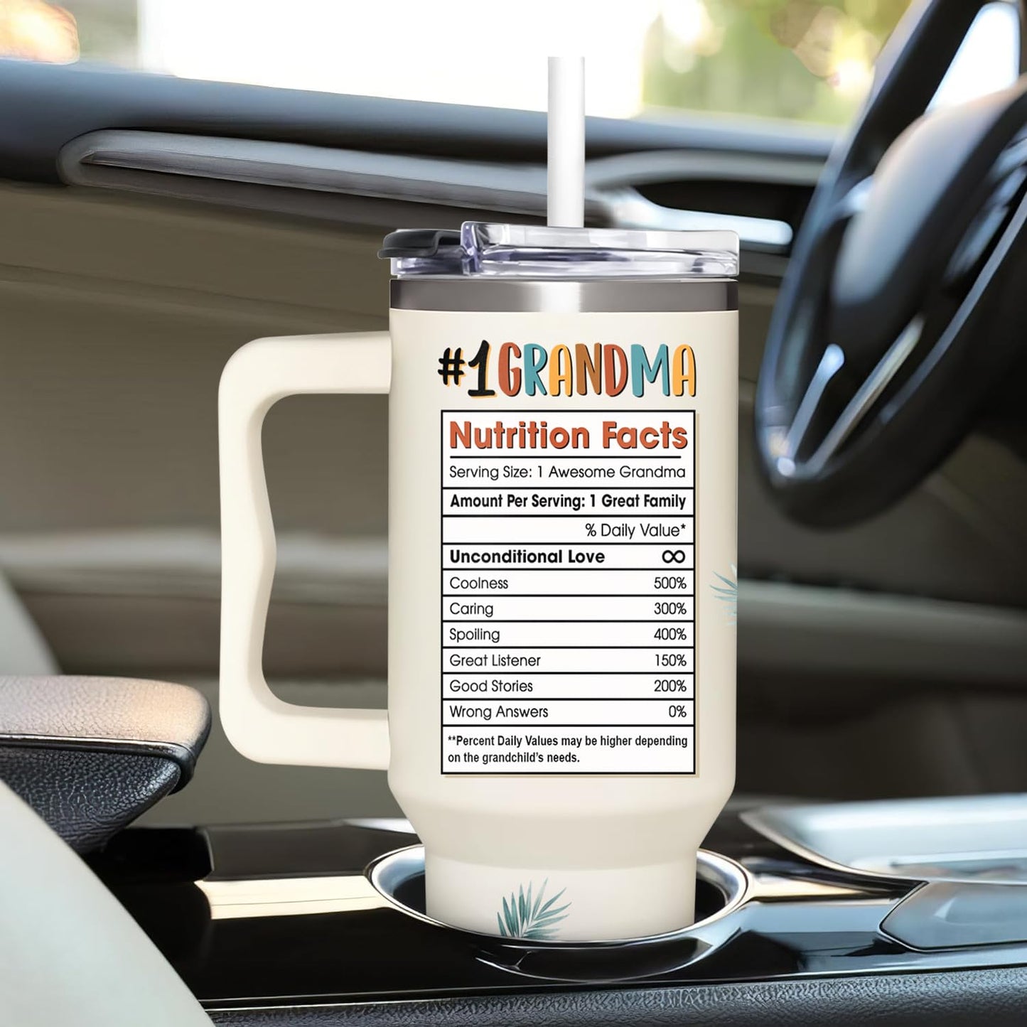 Couple Fox Grandma Gifts from Grandkids, Granddaughter, Grandson, Grandchildren - Practical Mothers Day, Birthday, Christmas, Mother's Day, Ideas Gifts for Grandma Tumbler 40oz with Handle & Straw