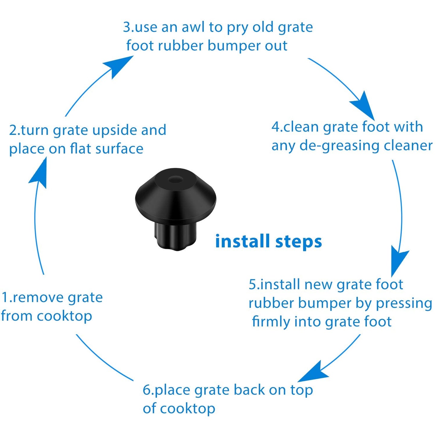 Outus 48 Pieces Rubber Grate Feet Rubber Foot Replacements Compatible with GE WB2K101 Gas Range Burner Grate, Replace Part Number WB02T10461, AP2622260, PS241358