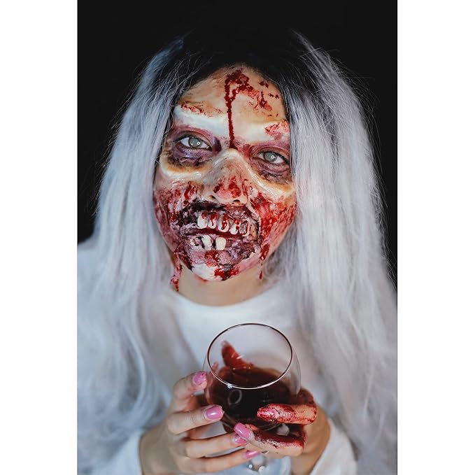 Professional Special Effects SFX Makeup Kit,12 Colors Face Body Paint Palette,Wound Modeling Scar Wax,Coagulated Fake Blood,10 Purple Brushes,Spatula Tool,Stipple Sponge for Halloween Costume