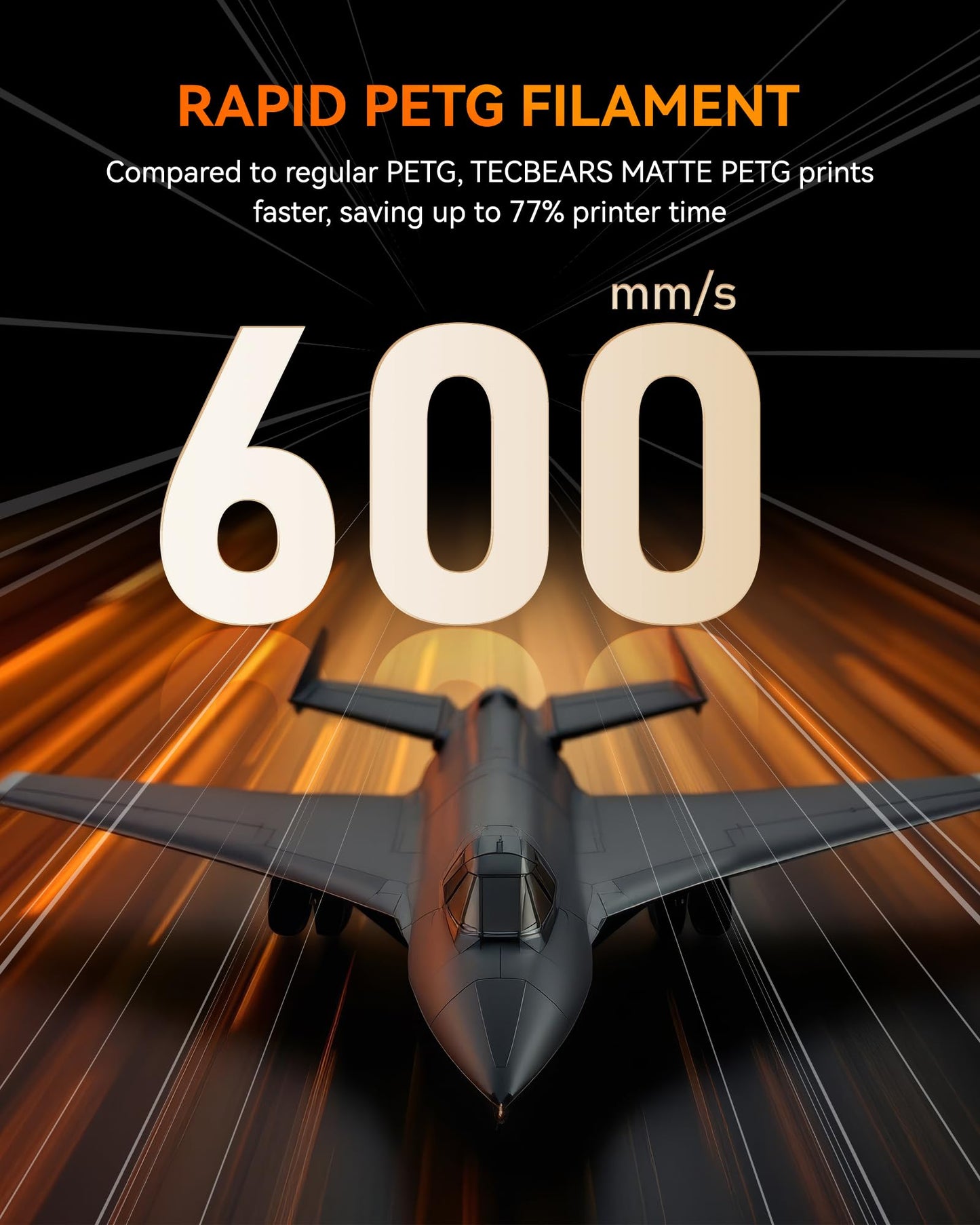 Tecbears Rapid Petg Filament Bundle,High Speed 3D Printer Filament, High Toughness Matte Petg, 250G Each Spool, 8 Pack, Black+Wh